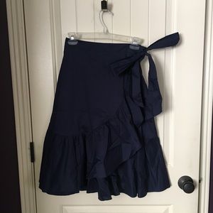 Loft Navy ruffle skirt